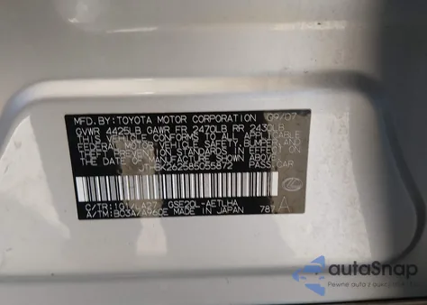 2008 Lexus Is 250 z USA, uszkodzony, nr VIN JTHBK262585055872